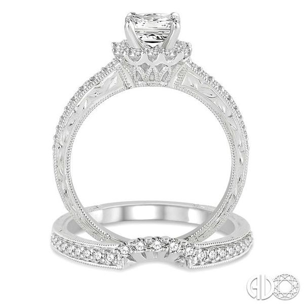 1 Ctw Diamond Wedding Set with 3/4 Ctw Princess Cut Engagement Ring and 1/5 Ctw Wedding Band in 14K White Gold Image 3 Becker's Jewelers Burlington, IA