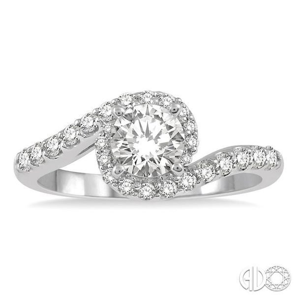 1/3 Ctw Swirl Round Center Semi-Mount Diamond Engagement Ring in 14K White Gold Image 2 Becker's Jewelers Burlington, IA