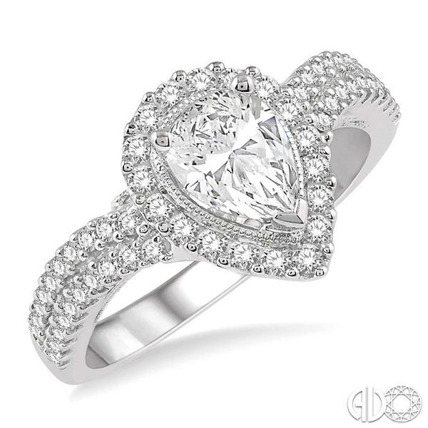 1/2 Ctw Curved Shank Pear Shape Semi-Mount Diamond Engagemen