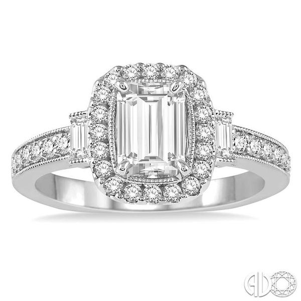 7/8 Ctw Diamond Engagement Ring with 1/2 Ct Octagon Cut Center Diamond in 14K White Gold Image 2 Becker's Jewelers Burlington, IA