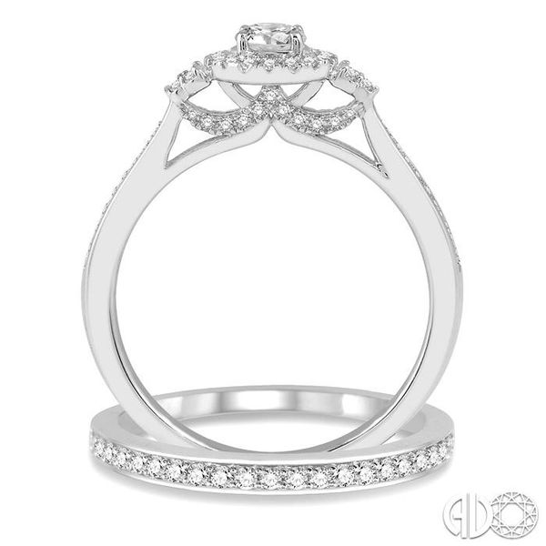 1/2 Ctw Diamond Wedding Set With 3/8 ct Round Center Engagement Ring and 1/10 ct Wedding Band in 14K White Gold Image 3 Becker's Jewelers Burlington, IA