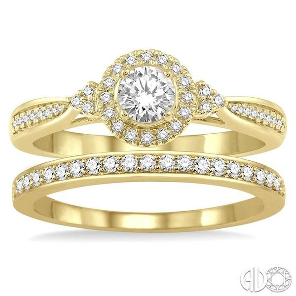 1/2 Ctw Diamond Wedding Set With 3/8 ct Round Center Engagement Ring and 1/10 ct Wedding Band in 14K Yellow Gold Image 2 Becker's Jewelers Burlington, IA