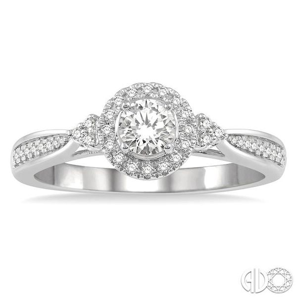 3/8 Ctw Round Center Heart Link Diamond Ladies Engagement Ring with 1/5 Ct Round Cut Center Stone in 14K White Gold Image 2 Becker's Jewelers Burlington, IA