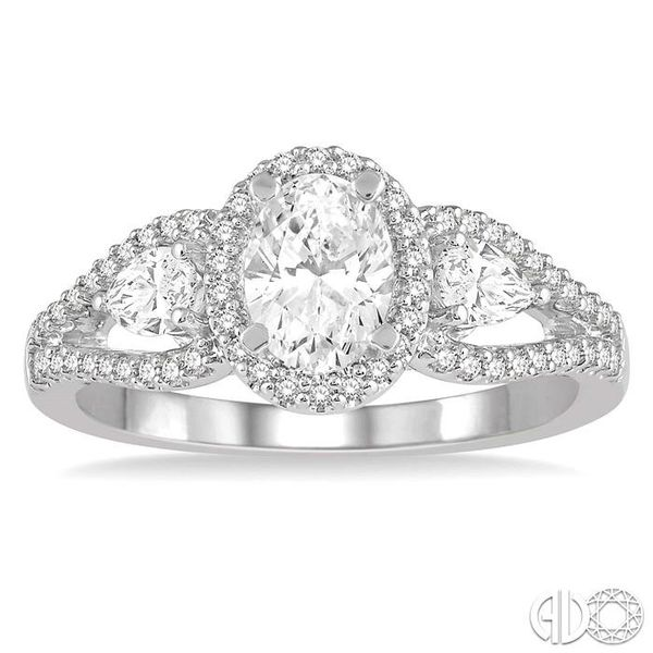 1/2 Ctw Oval Shape Semi-Mount Diamond Engagement Ring in 14K White Gold Image 2 Becker's Jewelers Burlington, IA