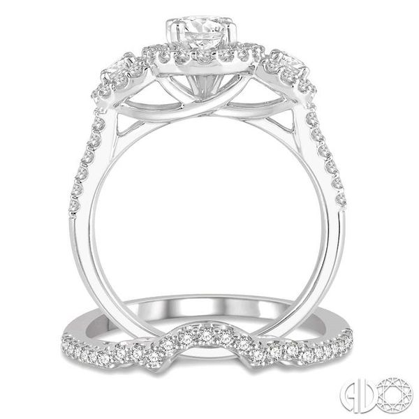 1 3/4 Ctw Diamond Wedding Set With 1 1/2 Ctw Triple Oval Shape Engagement Ring and 1/5 Ctw Wedding Band in 14K White Gold Image 3 Becker's Jewelers Burlington, IA
