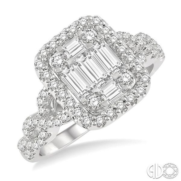 1 Ctw Baguette & Round Cut Fusion Diamond Ring in 14K White Gold Becker's Jewelers Burlington, IA