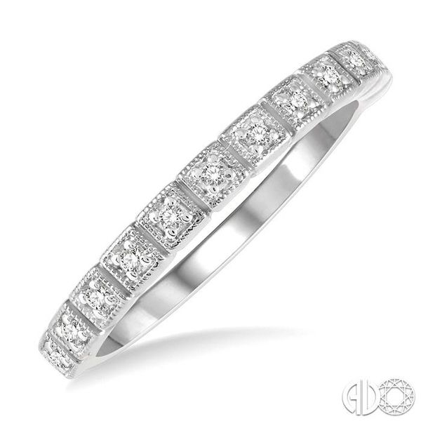 1/10 ctw Square Mount Round Cut Diamond Stackable Band in 14K White Gold Becker's Jewelers Burlington, IA
