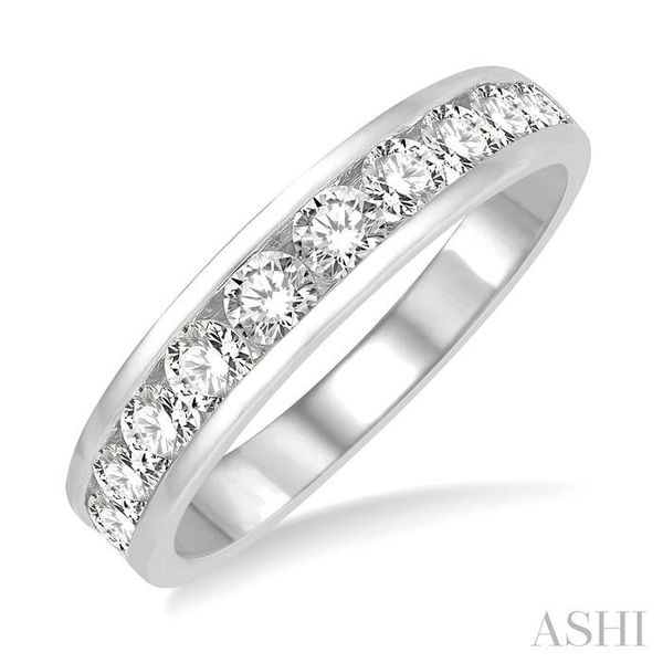 1 Ctw Channel Set 11 Stone Round Cut Diamond Wedding Band in 14K White Gold Becker's Jewelers Burlington, IA