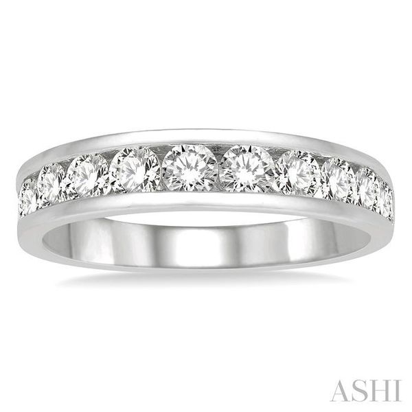 1 Ctw Channel Set 11 Stone Round Cut Diamond Wedding Band in 14K White Gold Image 2 Becker's Jewelers Burlington, IA