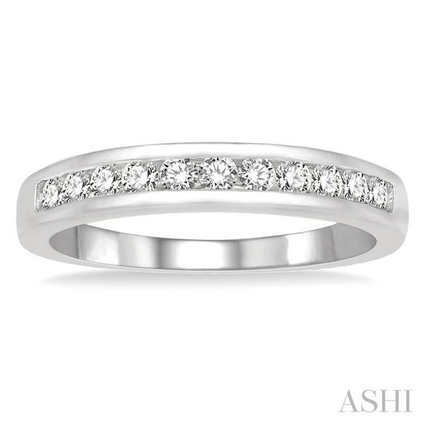 1/3 Ctw Channel Set 11 Stone Round Cut Diamond Wedding Band in 14K White Gold Image 2 Becker's Jewelers Burlington, IA