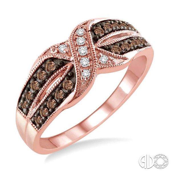 1/4 Ctw Round Cut White and Champagne Brown Diamond Ring in