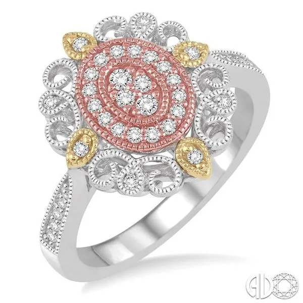 Tri-Color Gold, Pink, White and Yellow Diamond Ring