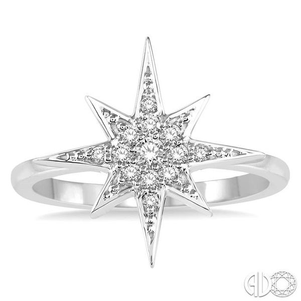1/6 Ctw Star Charm Round Cut Diamond Ladies Ring in 10K White Gold