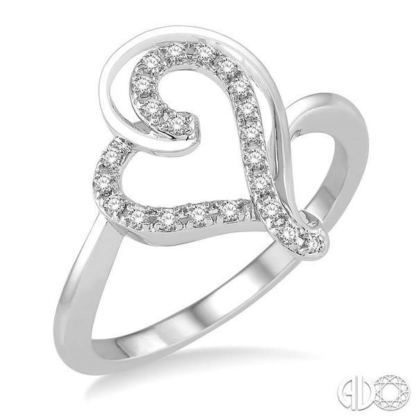 1/6 Ctw Double Heart Charm Round Cut Diamond Ladies Ring in 10K White Gold Becker's Jewelers Burlington, IA