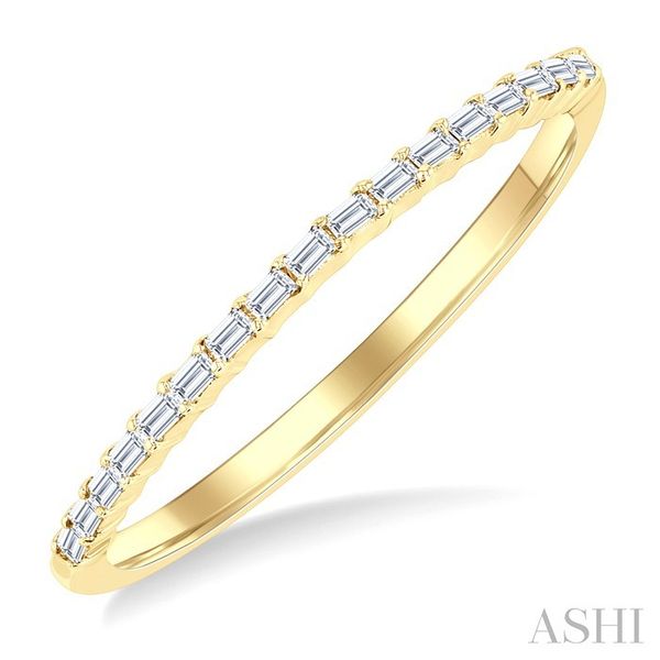 1/10 Ctw Straight Row Baguette Cut Diamond Stackable Fashion Band in 10K Yellow Gold Becker's Jewelers Burlington, IA