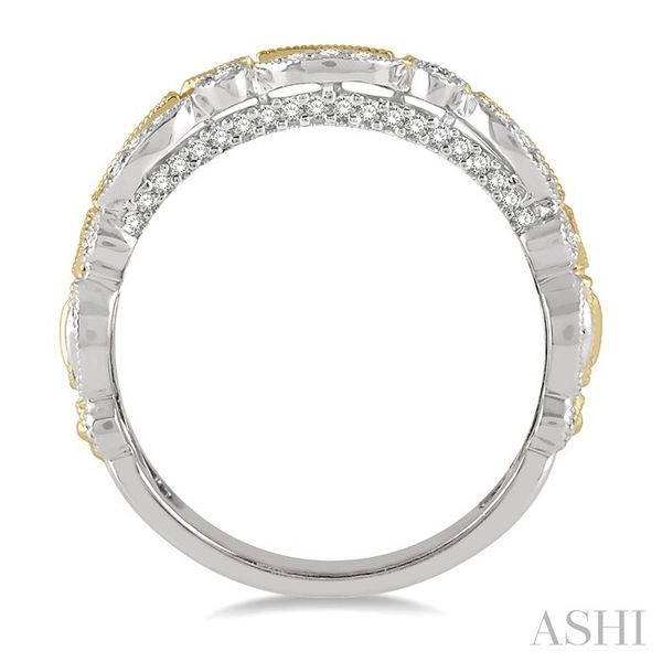 3/8 Ctw Two Tone Geometric Rows Round Cut Diamond Fashion Band in 14K White and Yellow Gold Image 3 Becker's Jewelers Burlington, IA