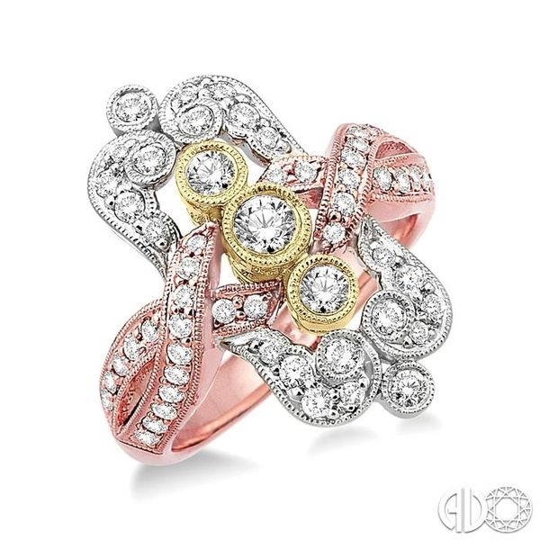 1 Ctw Diamond Fashion Ring in 14K Tri Color Gold Becker's Jewelers Burlington, IA