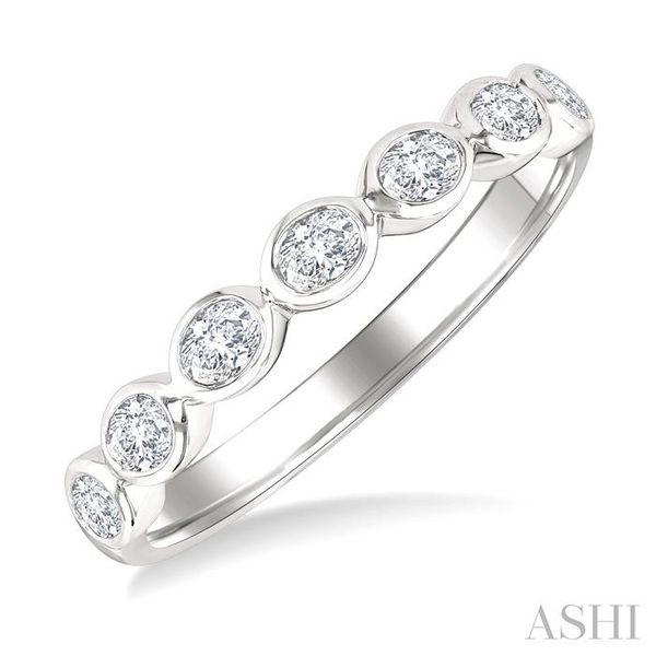 3/4 Ctw East-West Set Oval Cut Bezel Diamond Stackable Fashion Band in 14K White Gold Becker's Jewelers Burlington, IA