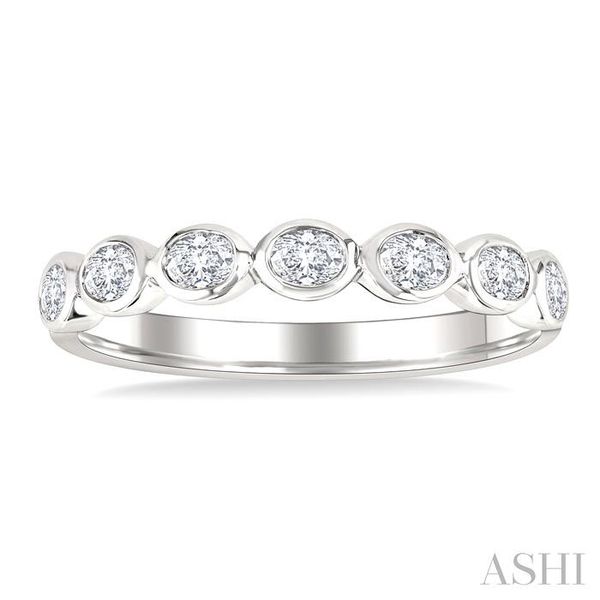 3/4 Ctw East-West Set Oval Cut Bezel Diamond Stackable Fashion Band in 14K White Gold Image 2 Becker's Jewelers Burlington, IA