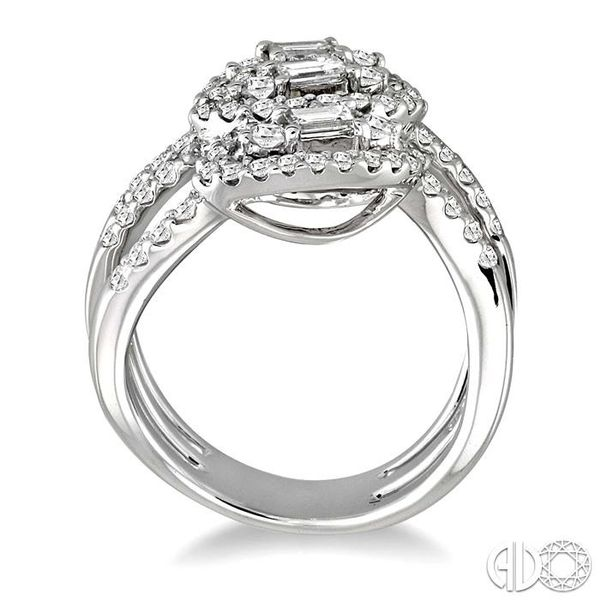1 1/2 Ctw Round and Baguette Cut Diamond Fashion Ring in 18K White Gold Image 3 Becker's Jewelers Burlington, IA
