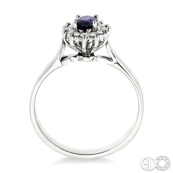 6x4MM Oval Cut Sapphire and 1/5 Ctw Round Cut Diamond Ring in 14K White Gold Image 3 Becker's Jewelers Burlington, IA