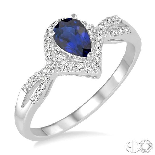 6x4 MM Sapphire and 1/6 Ctw Round Cut Diamond Ring in 14K White Gold Becker's Jewelers Burlington, IA