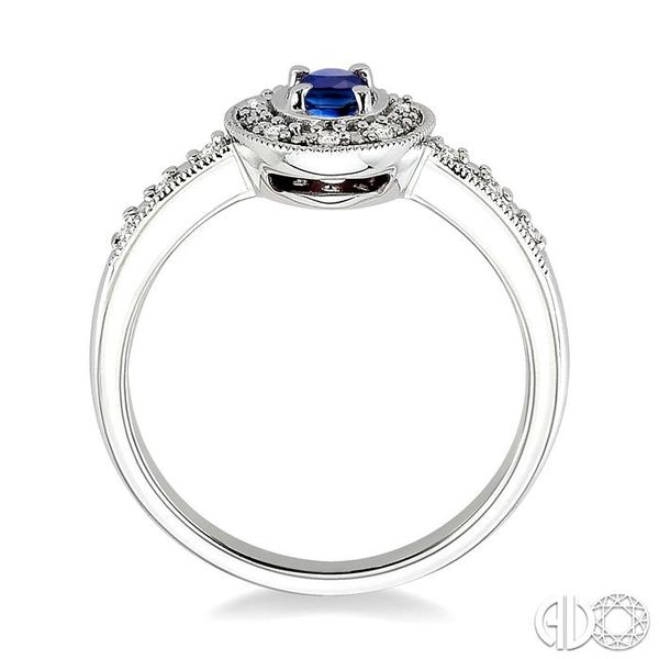 5x3mm Oval Cut Sapphire and 1/10 Ctw Single Cut Diamond Ring in 10K White Gold. Image 3 Becker's Jewelers Burlington, IA
