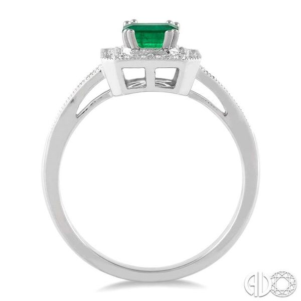 6x4 MM Octagon Cut Emerald and 1/4 Ctw Round Cut Diamond Ring in 14K White Gold Image 3 Becker's Jewelers Burlington, IA