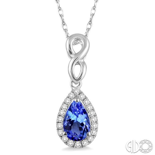 6x4 MM Pear Shape Tanzanite and 1/10 Ctw Round Cut Diamond Pendant in 14K White Gold with Chain Becker's Jewelers Burlington, IA