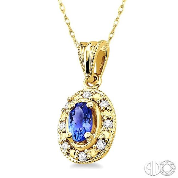 Tanzanite & Diamond Pendant Necklace 14K Yellow Gold