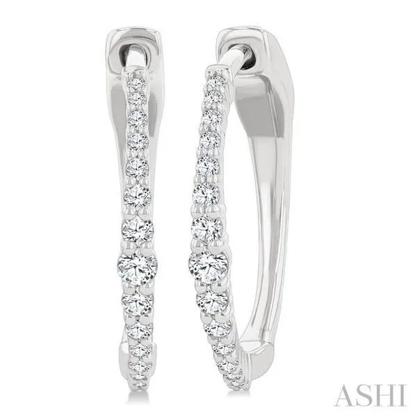 1/4 Ctw Round Cut Diamond Graduated Riviera Hoop Earrings in 14K White Gold Becker's Jewelers Burlington, IA