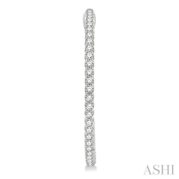 3 Ctw Inside-Out Round Cut Diamond 1 1/2 Inch Hoop Earrings in 14K White Gold Image 2 Becker's Jewelers Burlington, IA