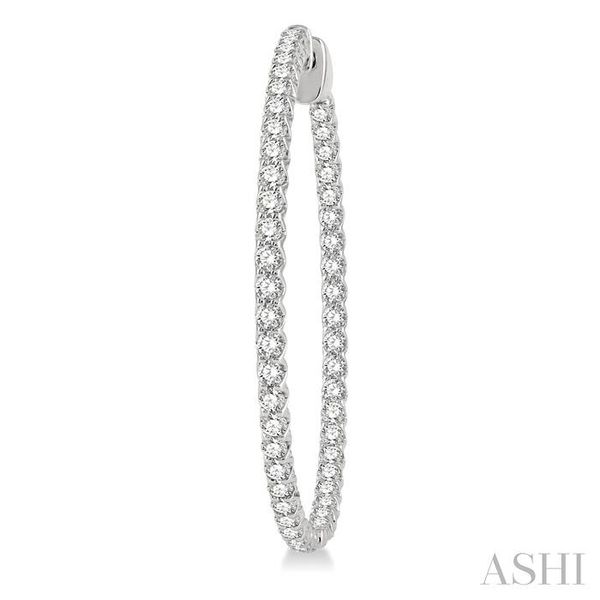 3 Ctw Inside-Out Round Cut Diamond 1 1/2 Inch Hoop Earrings in 14K White Gold Image 3 Becker's Jewelers Burlington, IA