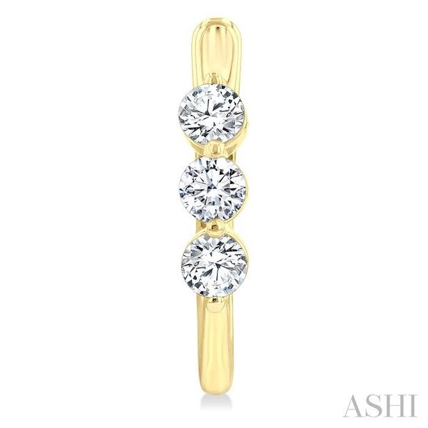 1 Ctw 3-Stone Round Cut Diamond Fashion Hoop Earring in 14K Yellow Gold Image 2 Becker's Jewelers Burlington, IA