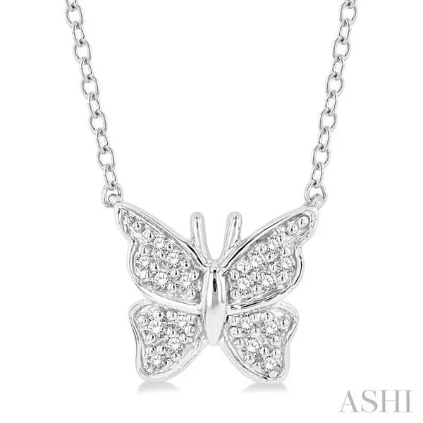 1/20 Ctw Butterfly Petite Round Cut Diamond Fashion Pendant With Chain In 10K White Gold Becker's Jewelers Burlington, IA