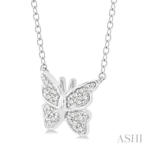 1/20 Ctw Butterfly Petite Round Cut Diamond Fashion Pendant With Chain In 10K White Gold Image 2 Becker's Jewelers Burlington, IA