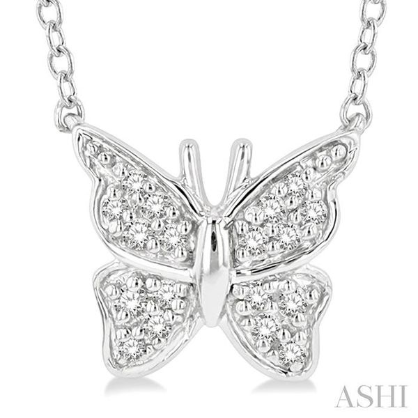 1/20 Ctw Butterfly Petite Round Cut Diamond Fashion Pendant With Chain In 10K White Gold Image 3 Becker's Jewelers Burlington, IA