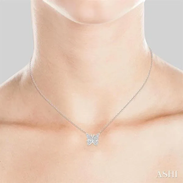1/20 Ctw Butterfly Petite Round Cut Diamond Fashion Pendant With Chain In 10K White Gold Image 4 Becker's Jewelers Burlington, IA