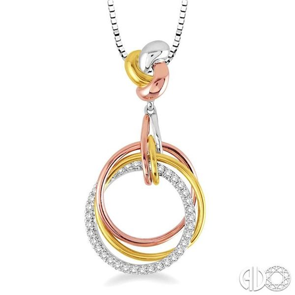 1/4 Ctw Round Cut Diamond Pendant in 14K Tri Color Gold with Chain Becker's Jewelers Burlington, IA