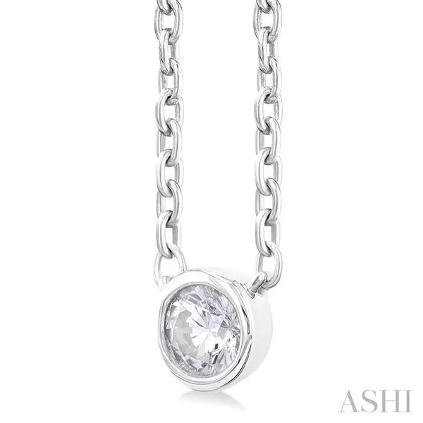 1/6 Ctw Petite Bezel Set Round Cut Diamond Fashion Pendant With Chain in 10K White Gold Image 2 Becker's Jewelers Burlington, IA