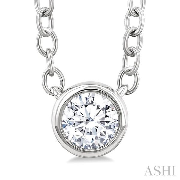 1/6 Ctw Petite Bezel Set Round Cut Diamond Fashion Pendant With Chain in 10K White Gold Image 3 Becker's Jewelers Burlington, IA