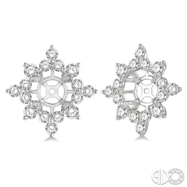 1 1/2 Ctw Cutwork Round Cut Diamond Earrings Jacket in 14K W