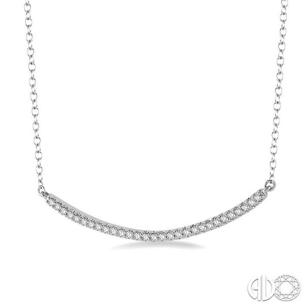 1/6 Ctw Round Cut Diamond Encrusted Arc Pendant With Link Chain in 10K White Gold Image 2 Becker's Jewelers Burlington, IA