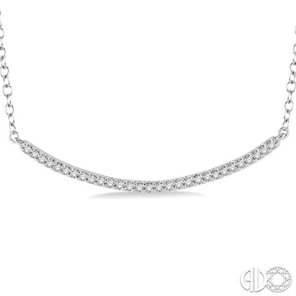 1/6 Ctw Round Cut Diamond Encrusted Arc Pendant With Link Chain in 10K White Gold Image 3 Becker's Jewelers Burlington, IA