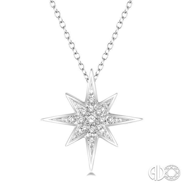 1/6 Ctw Star Charm Round Cut Diamond Pendant With Link Chain in 10K White Gold Becker's Jewelers Burlington, IA