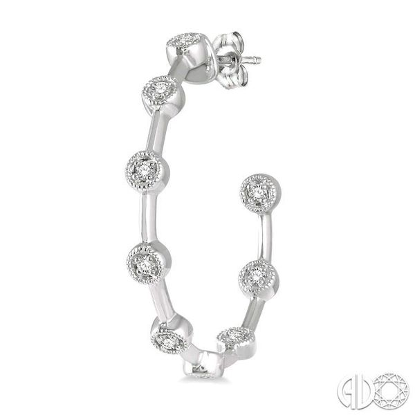 1/5 ctw Round Cut Diamond Hoop Earrings in 14K White Gold Image 3 Becker's Jewelers Burlington, IA