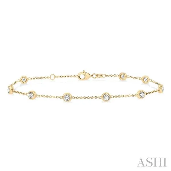 1 Ctw Circular Mount Round Cut Diamond Station Bracelet in 14K Yellow Gold Becker's Jewelers Burlington, IA