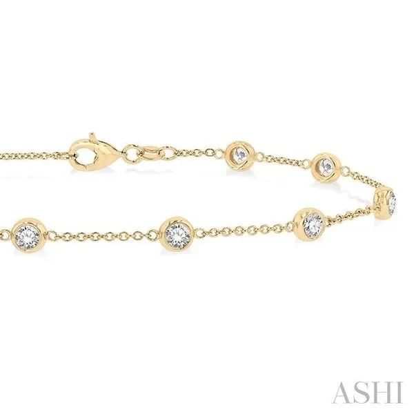 1 Ctw Circular Mount Round Cut Diamond Station Bracelet in 14K Yellow Gold Image 2 Becker's Jewelers Burlington, IA