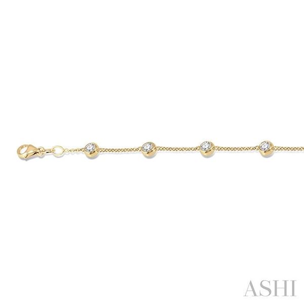 1 Ctw Circular Mount Round Cut Diamond Station Bracelet in 14K Yellow Gold Image 3 Becker's Jewelers Burlington, IA