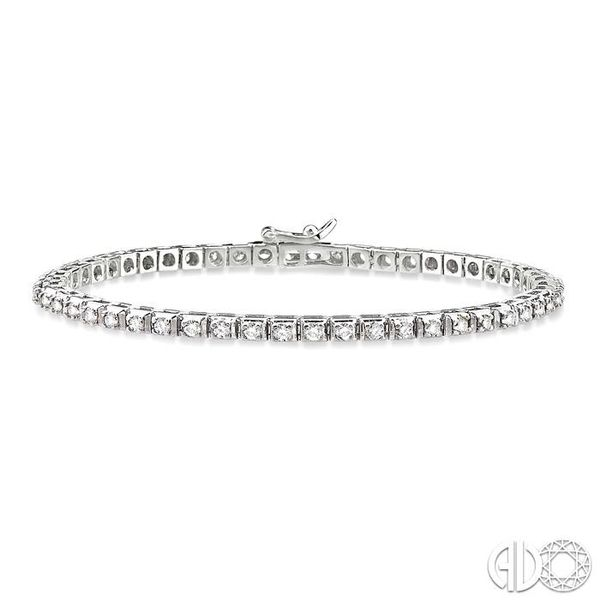 2 Ctw Square Shape Round Cut Diamond Tennis Bracelet in 14K White gold Becker's Jewelers Burlington, IA